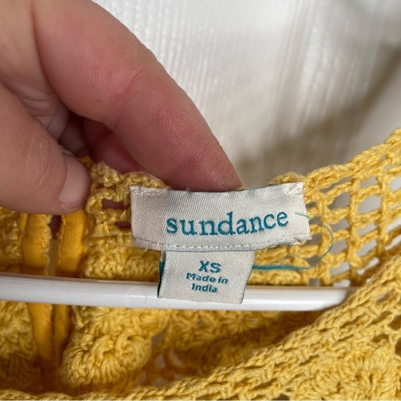 Sundance Marbella Floral Crocheted Eyelet Baby Doll Boho Tank Top in Yellow XS - Picture 10 of 11